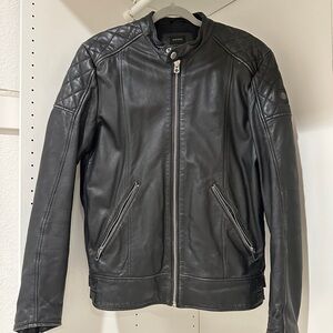 DIESEL black leather biker jacket